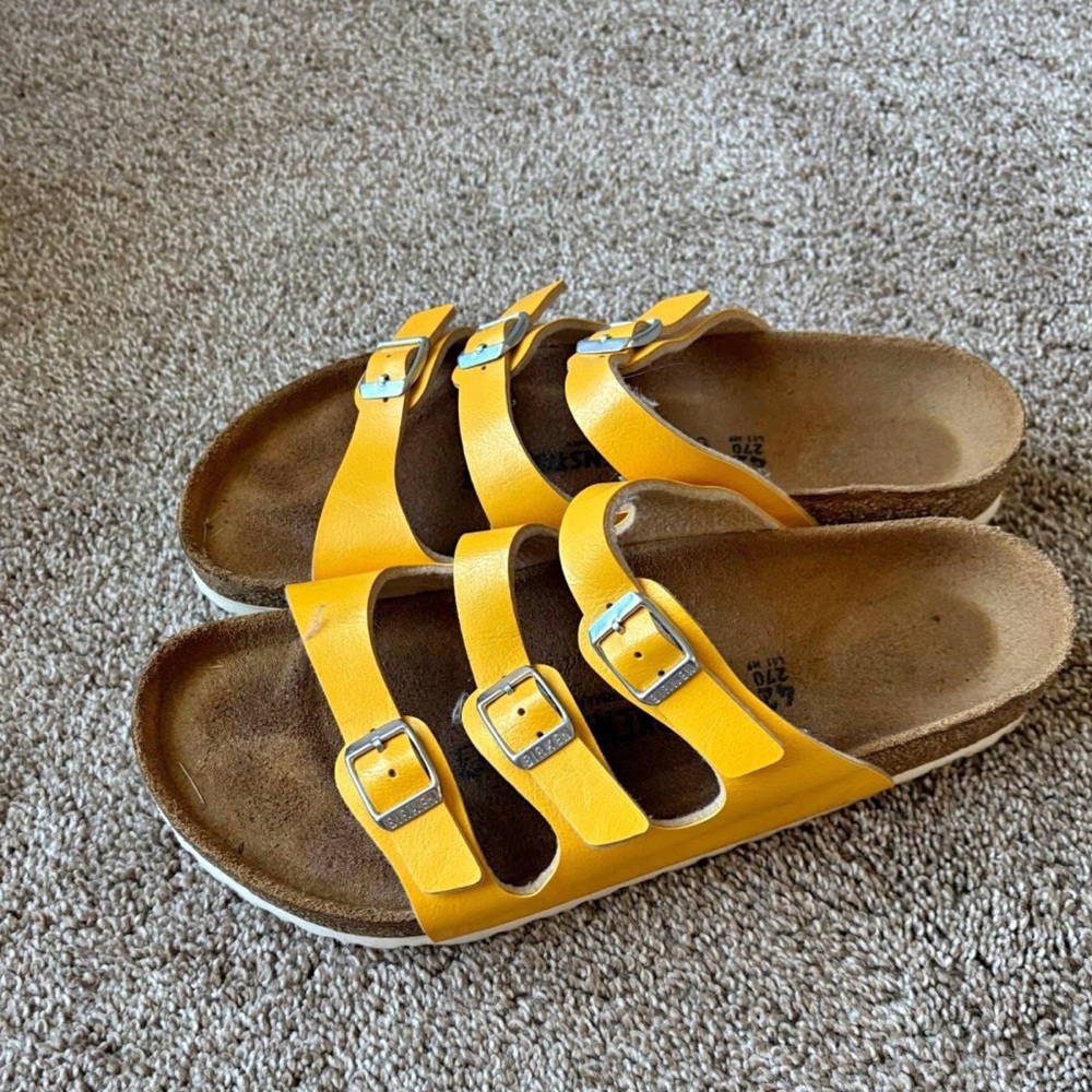 Birkenstock Bright Yellow Triple Strap Sandals